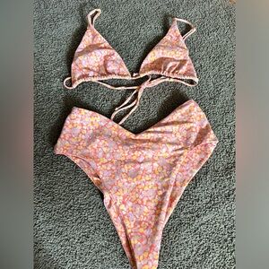 Skatie Pink Floral Bikini Set- Medium